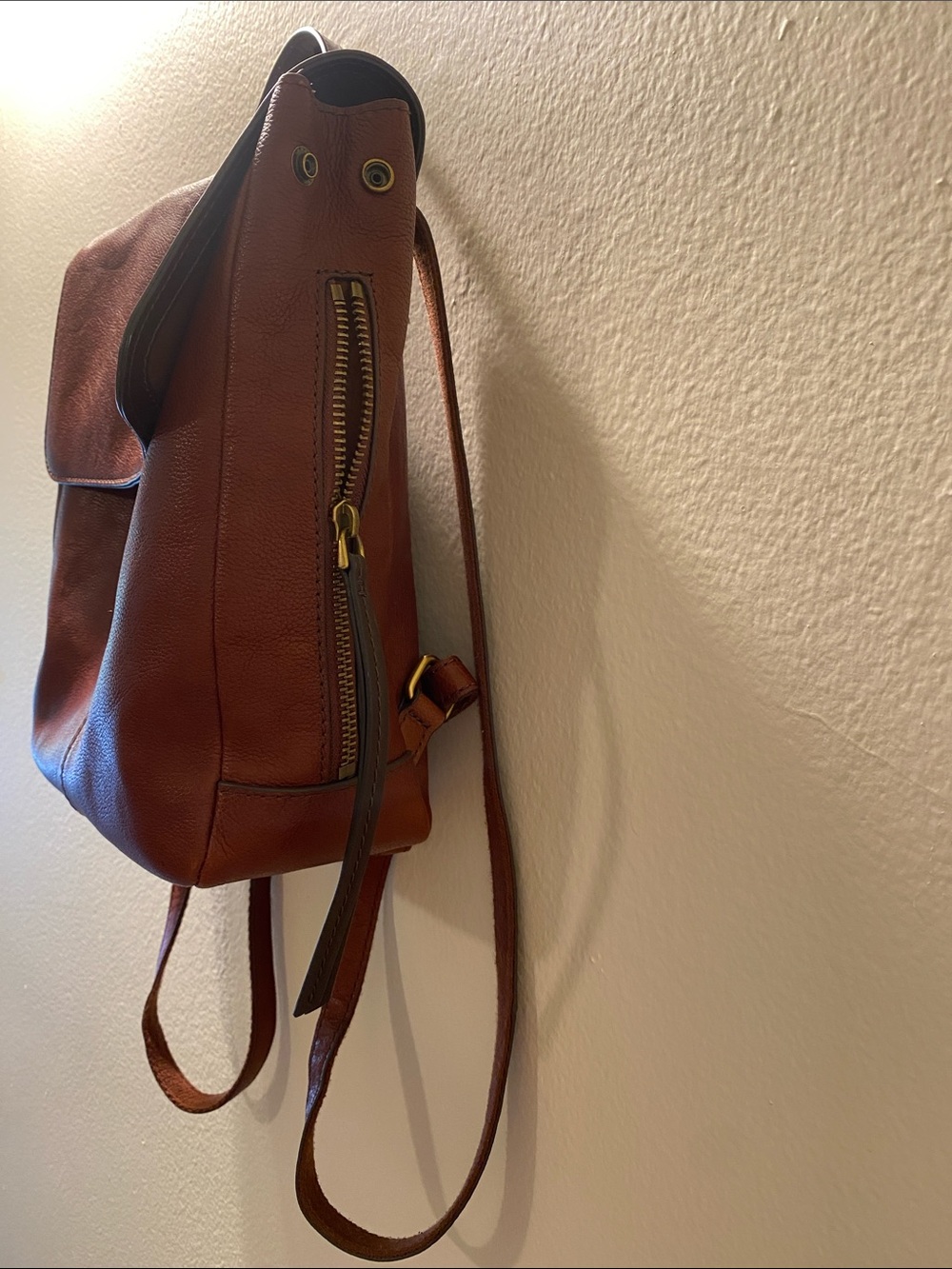 Fossil Chestnut Leather Backpack - Picture 2 of 2